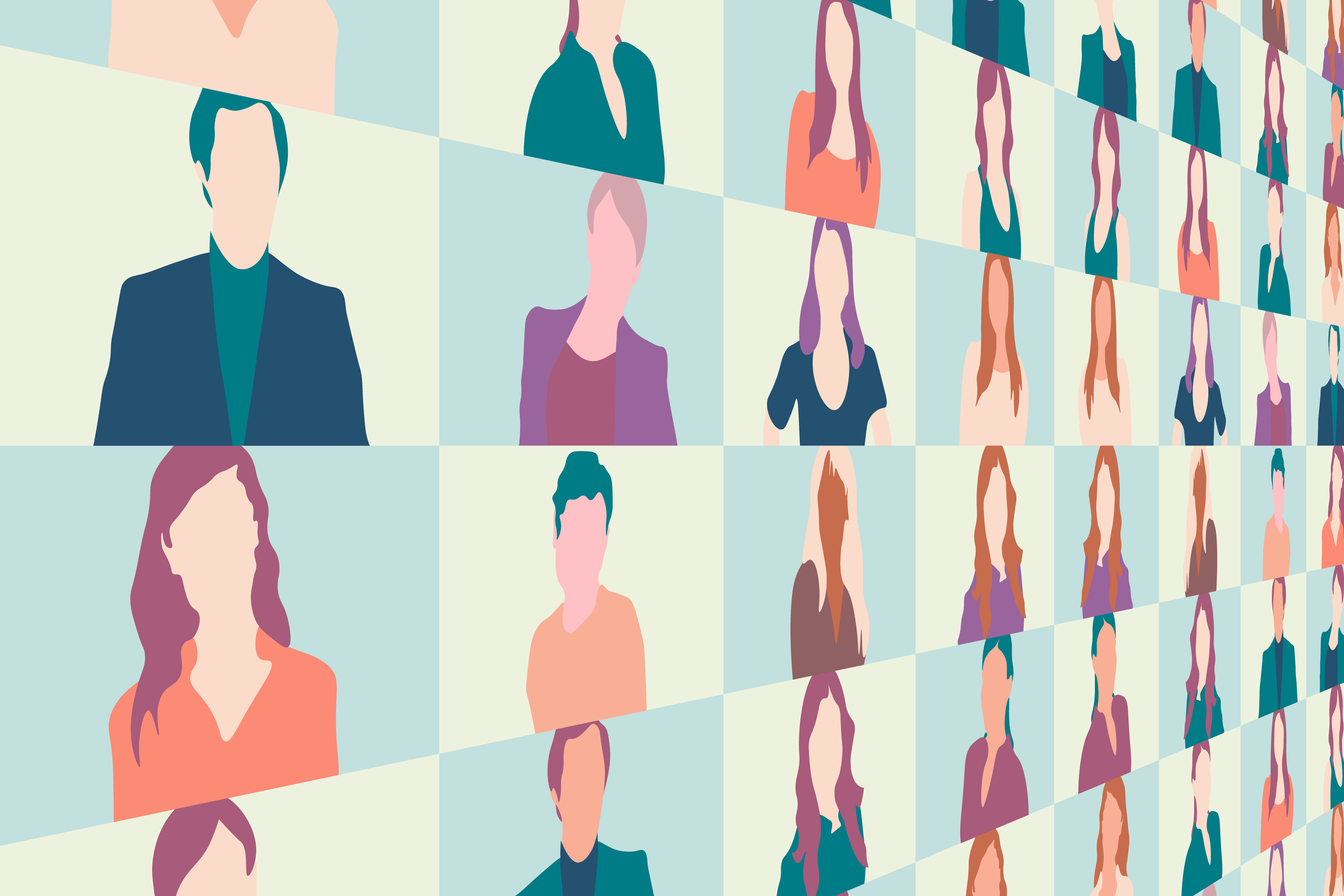 Vector illustration of people meeting virtually.